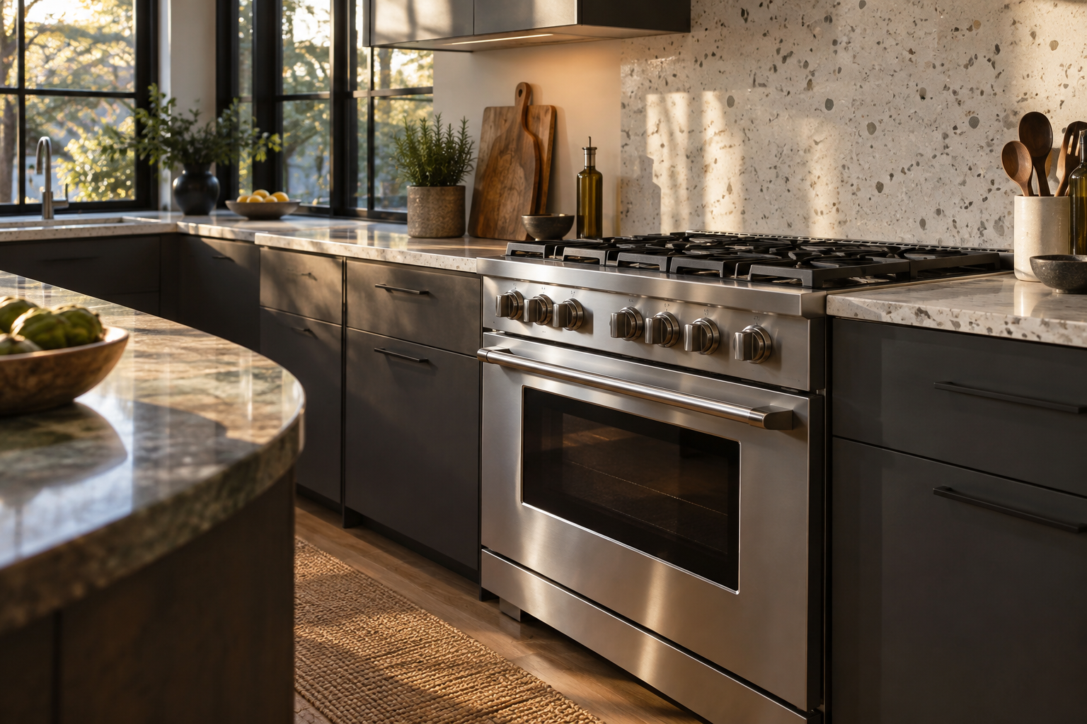 Illustrative Viking range in a residential kitchen — AI image for Sub-Zero Repair Riverside
