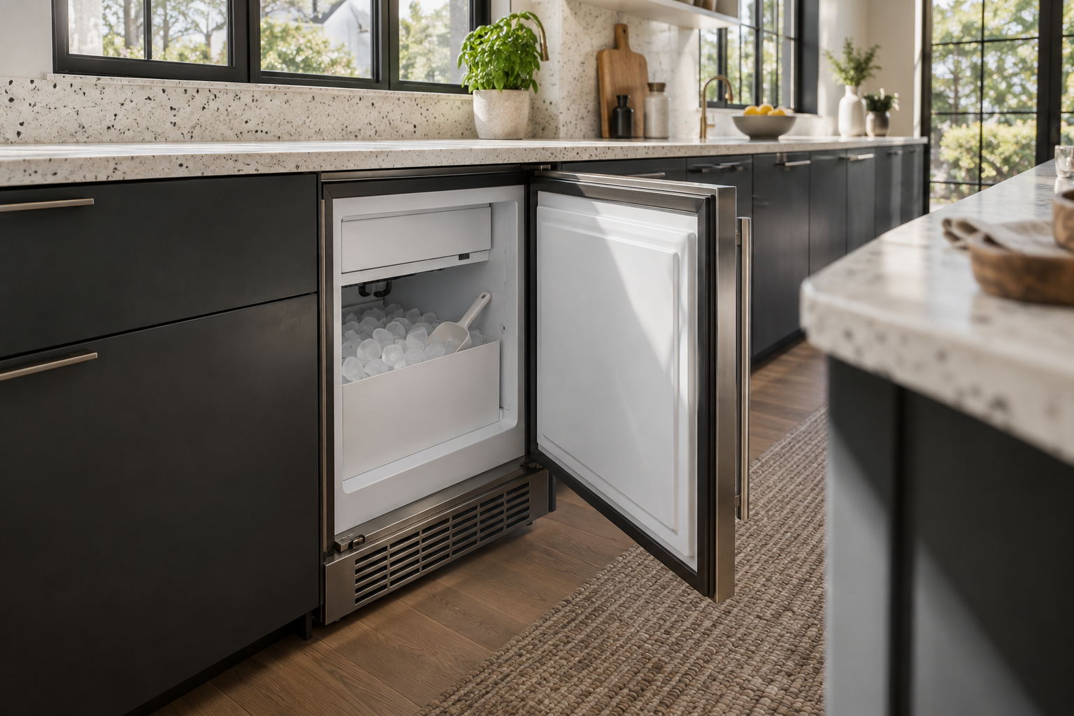Illustrative Viking ice maker in a residential kitchen — AI image for Sub-Zero Repair Riverside